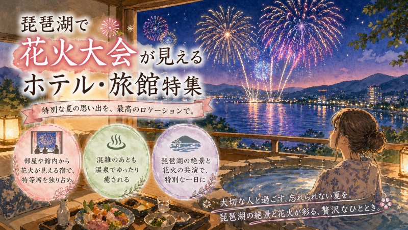 琵琶湖の花火大会がホテルから見える