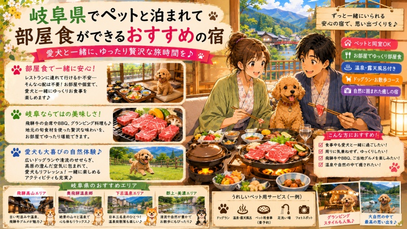 岐阜県でペットと泊まれる宿で部屋食ができる人気宿9選